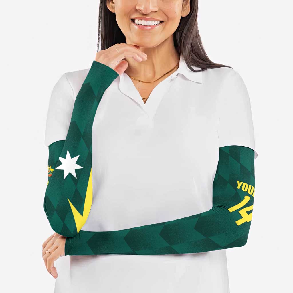 Australia Cricket Custom Arm Sleeves Go Aussie Dynamic Green - Aussie Hoodie