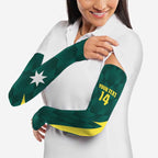 Australia Cricket Custom Arm Sleeves Go Aussie Dynamic Green - Aussie Hoodie