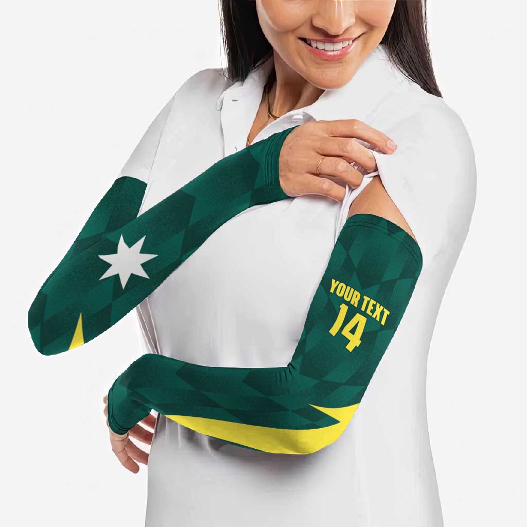 Australia Cricket Custom Arm Sleeves Go Aussie Dynamic Green - Aussie Hoodie