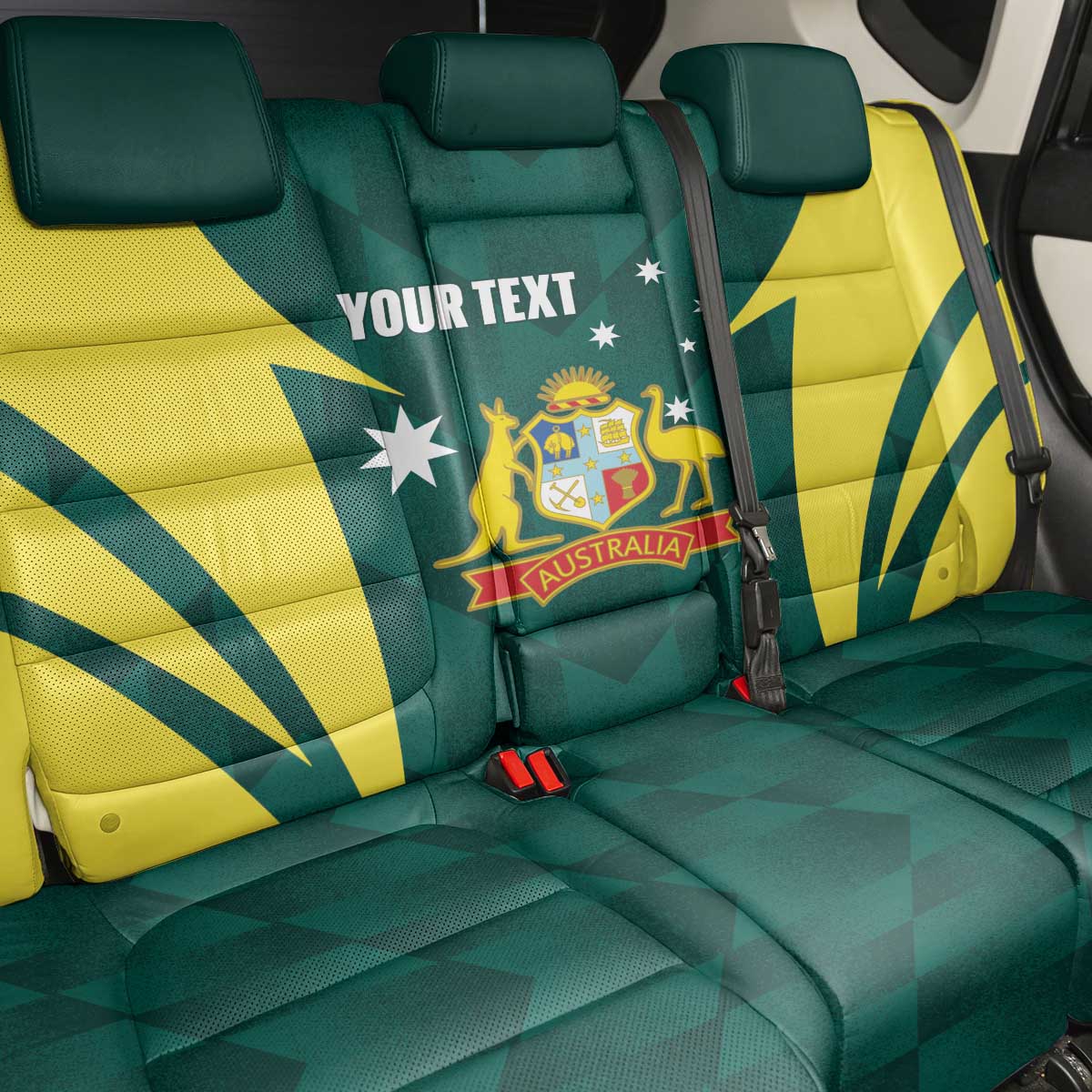Australia Cricket Custom Back Car Seat Cover Go Aussie Dynamic Green - Aussie Hoodie