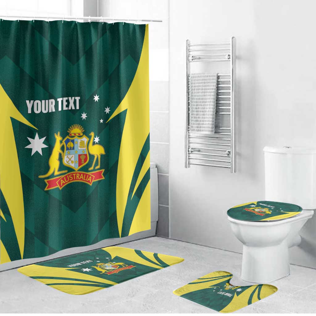 Australia Cricket Custom Bathroom Set Go Aussie Dynamic Green - Aussie Hoodie