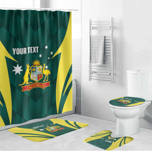 Australia Cricket Custom Bathroom Set Go Aussie Dynamic Green - Aussie Hoodie