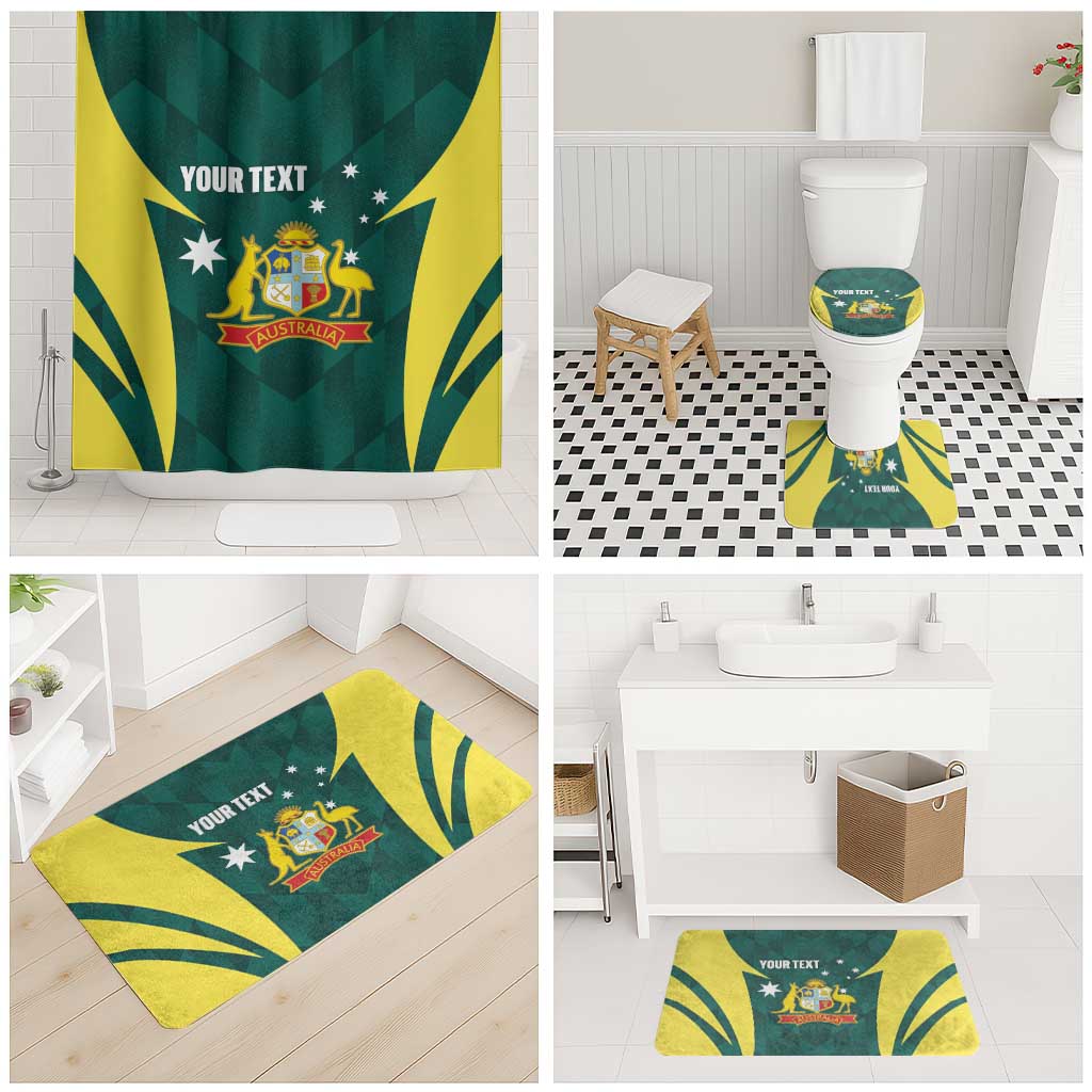 Australia Cricket Custom Bathroom Set Go Aussie Dynamic Green - Aussie Hoodie