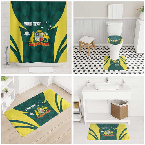 Australia Cricket Custom Bathroom Set Go Aussie Dynamic Green - Aussie Hoodie