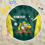 Australia Cricket Custom Beach Blanket Go Aussie Dynamic Green - Aussie Hoodie