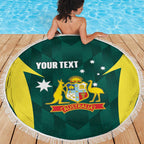 Australia Cricket Custom Beach Blanket Go Aussie Dynamic Green - Aussie Hoodie
