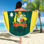 Australia Cricket Custom Beach Blanket Go Aussie Dynamic Green - Aussie Hoodie