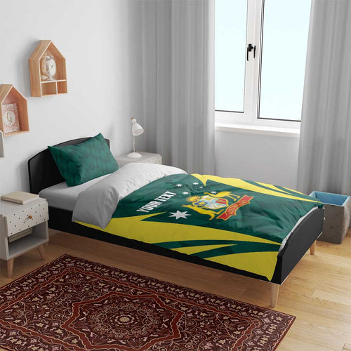 Australia Cricket Custom Bedding Set Go Aussie Dynamic Green - Aussie Hoodie