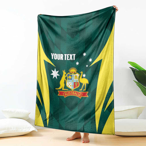 Australia Cricket Custom Blanket Go Aussie Dynamic Green - Aussie Hoodie