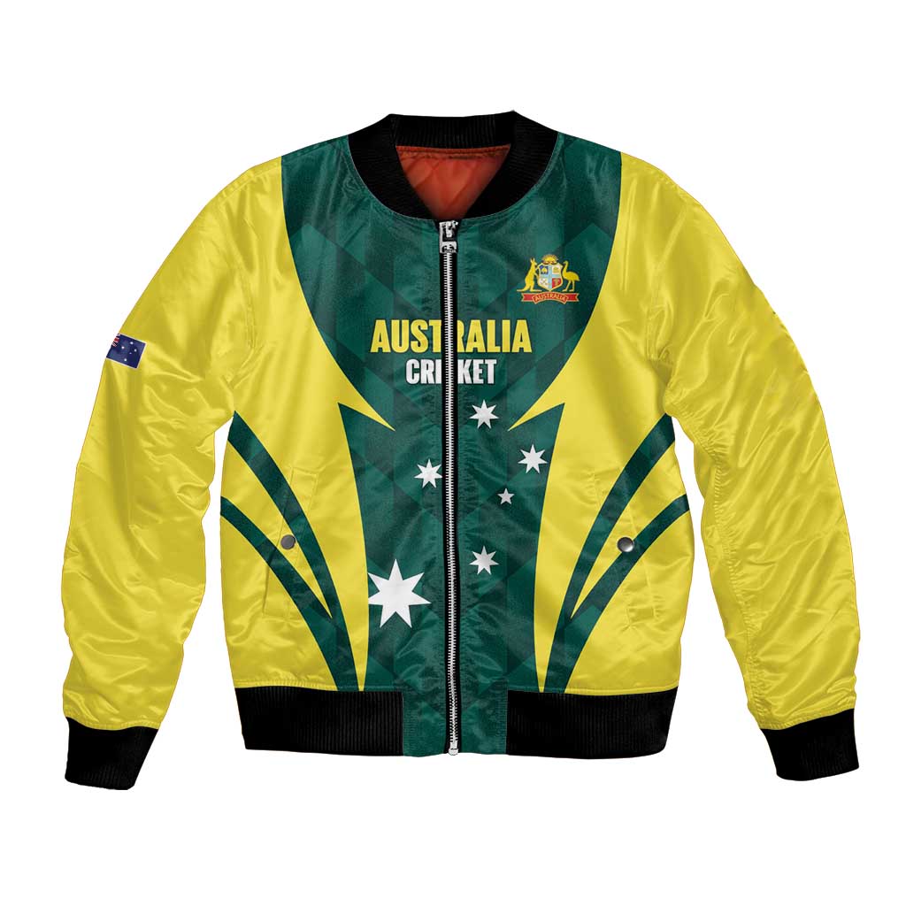 Australia Cricket Custom Bomber Jacket Go Aussie Dynamic Green - Aussie Hoodie