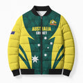 Australia Cricket Custom Bomber Puffer Jacket Go Aussie Dynamic Green - Aussie Hoodie