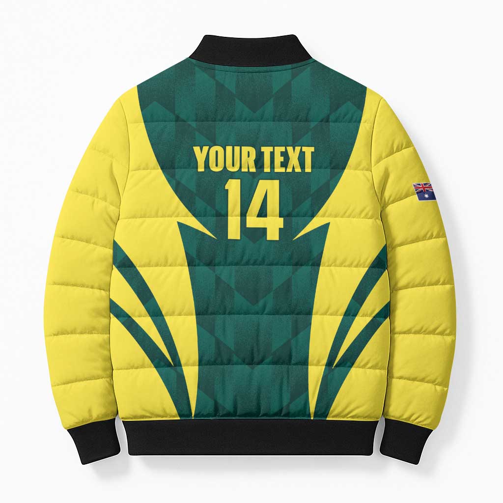Australia Cricket Custom Bomber Puffer Jacket Go Aussie Dynamic Green - Aussie Hoodie