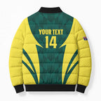 Australia Cricket Custom Bomber Puffer Jacket Go Aussie Dynamic Green - Aussie Hoodie