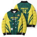 Australia Cricket Custom Bomber Puffer Jacket Go Aussie Dynamic Green - Aussie Hoodie
