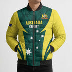 Australia Cricket Custom Bomber Puffer Jacket Go Aussie Dynamic Green - Aussie Hoodie