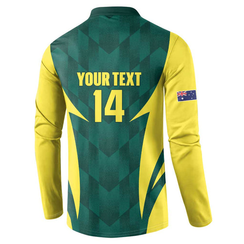Australia Cricket Custom Button Sweatshirt Go Aussie Dynamic Green - Aussie Hoodie