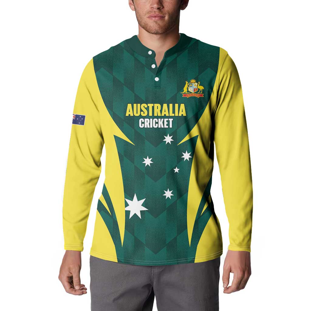 Australia Cricket Custom Button Sweatshirt Go Aussie Dynamic Green - Aussie Hoodie