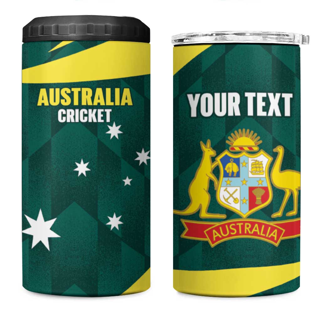 Australia Cricket Custom 4 in 1 Can Cooler Tumbler Go Aussie Dynamic Green - Aussie Hoodie