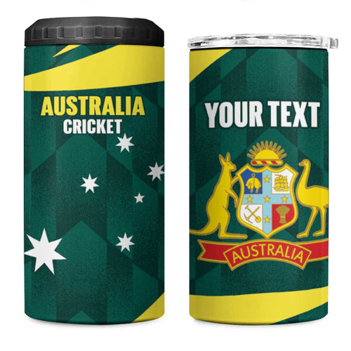 Australia Cricket Custom 4 in 1 Can Cooler Tumbler Go Aussie Dynamic Green - Aussie Hoodie