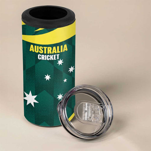 Australia Cricket Custom 4 in 1 Can Cooler Tumbler Go Aussie Dynamic Green - Aussie Hoodie