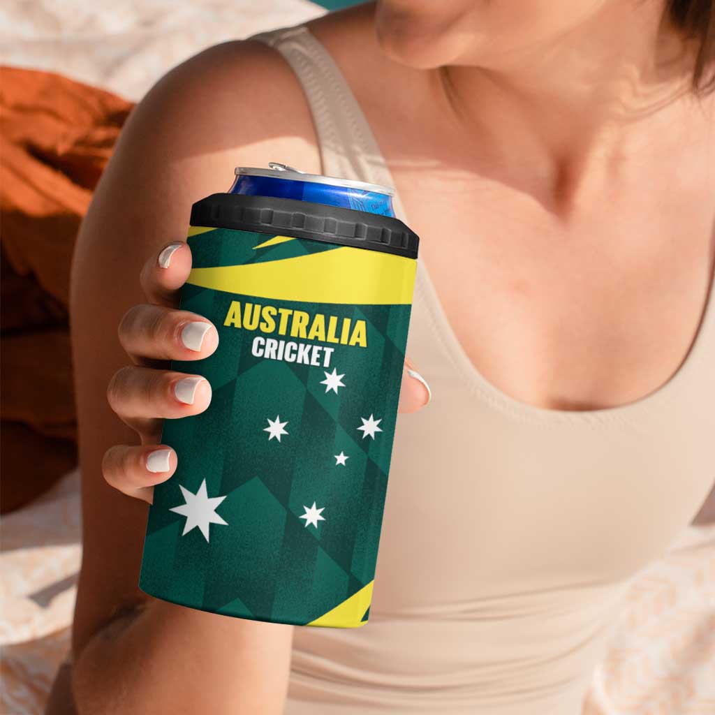Australia Cricket Custom 4 in 1 Can Cooler Tumbler Go Aussie Dynamic Green - Aussie Hoodie