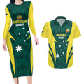 Australia Cricket Custom Couples Matching Long Sleeve Bodycon Dress and Hawaiian Shirt Go Aussie Dynamic Green - Aussie Hoodie