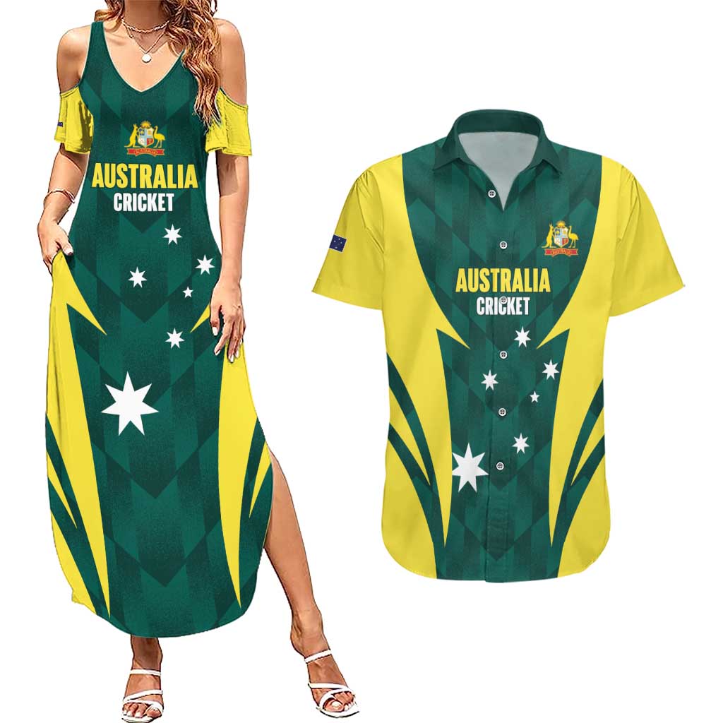 Australia Cricket Custom Couples Matching Summer Maxi Dress and Hawaiian Shirt Go Aussie Dynamic Green - Aussie Hoodie