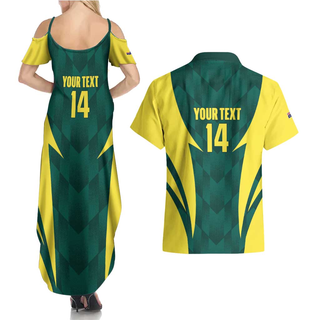 Australia Cricket Custom Couples Matching Summer Maxi Dress and Hawaiian Shirt Go Aussie Dynamic Green - Aussie Hoodie