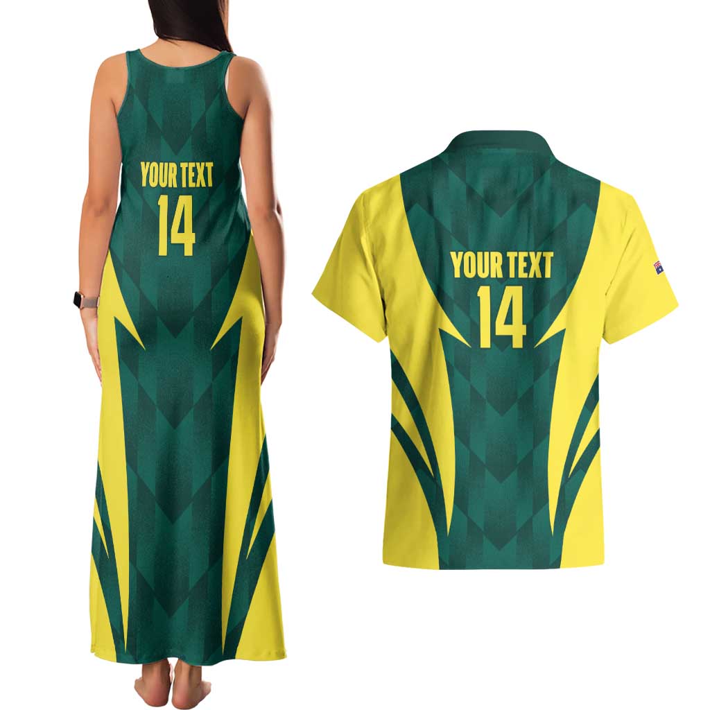 Australia Cricket Custom Couples Matching Tank Maxi Dress and Hawaiian Shirt Go Aussie Dynamic Green - Aussie Hoodie