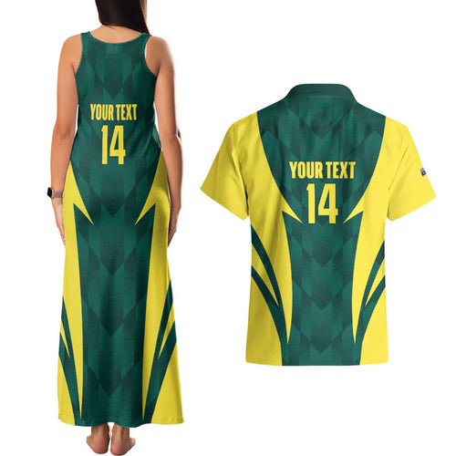 Australia Cricket Custom Couples Matching Tank Maxi Dress and Hawaiian Shirt Go Aussie Dynamic Green - Aussie Hoodie