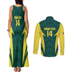 Australia Cricket Custom Couples Matching Tank Maxi Dress and Long Sleeve Button Shirt Go Aussie Dynamic Green - Aussie Hoodie