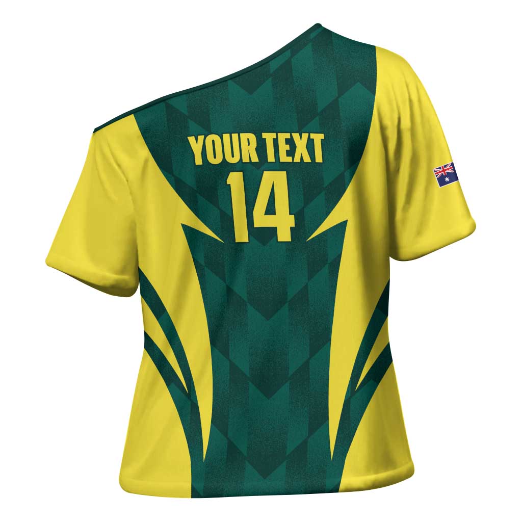 Australia Cricket Custom Cross Shoulder Shirt Go Aussie Dynamic Green - Aussie Hoodie
