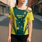 Australia Cricket Custom Cross Shoulder Shirt Go Aussie Dynamic Green - Aussie Hoodie