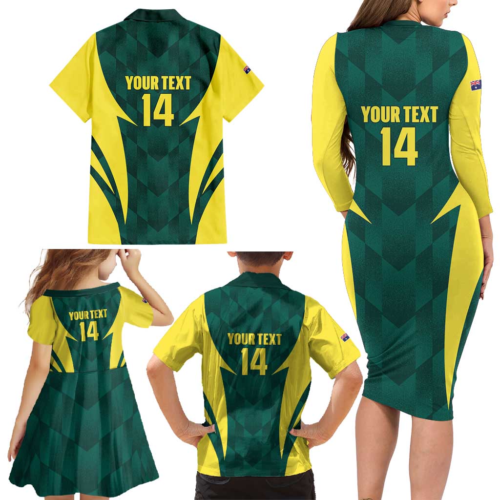 Australia Cricket Custom Family Matching Long Sleeve Bodycon Dress and Hawaiian Shirt Go Aussie Dynamic Green - Aussie Hoodie