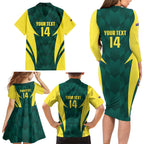 Australia Cricket Custom Family Matching Long Sleeve Bodycon Dress and Hawaiian Shirt Go Aussie Dynamic Green - Aussie Hoodie
