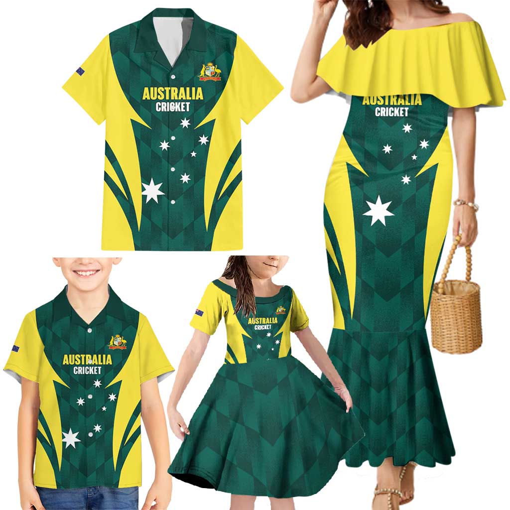 Australia Cricket Custom Family Matching Mermaid Dress and Hawaiian Shirt Go Aussie Dynamic Green - Aussie Hoodie