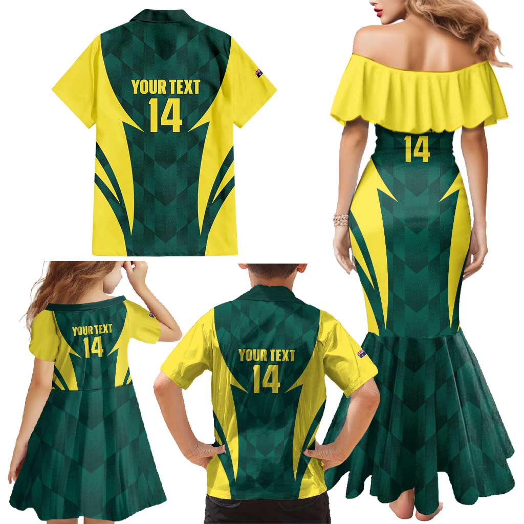 Australia Cricket Custom Family Matching Mermaid Dress and Hawaiian Shirt Go Aussie Dynamic Green - Aussie Hoodie