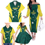 Australia Cricket Custom Family Matching Off The Shoulder Long Sleeve Dress and Hawaiian Shirt Go Aussie Dynamic Green - Aussie Hoodie