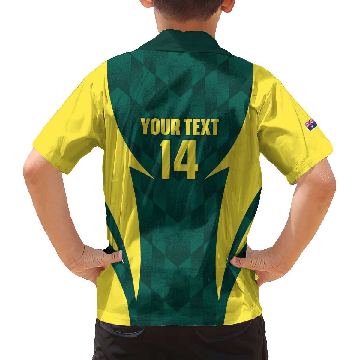 Australia Cricket Custom Family Matching Off The Shoulder Long Sleeve Dress and Hawaiian Shirt Go Aussie Dynamic Green - Aussie Hoodie
