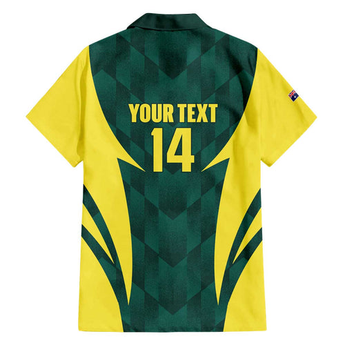 Australia Cricket Custom Family Matching Off The Shoulder Long Sleeve Dress and Hawaiian Shirt Go Aussie Dynamic Green - Aussie Hoodie