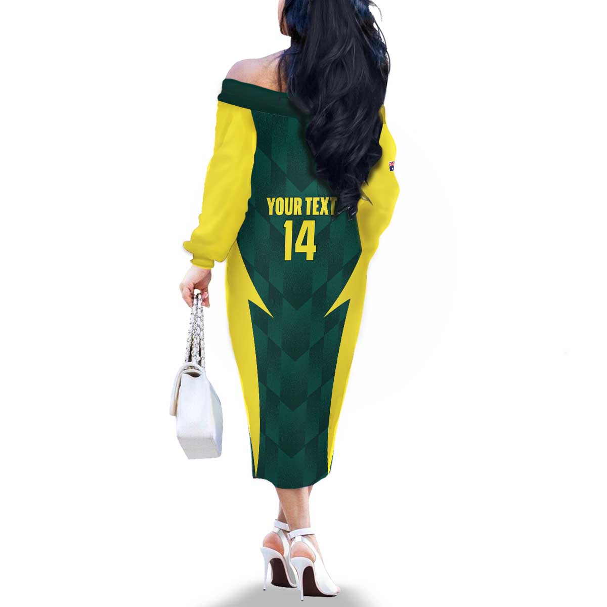 Australia Cricket Custom Family Matching Off The Shoulder Long Sleeve Dress and Hawaiian Shirt Go Aussie Dynamic Green - Aussie Hoodie