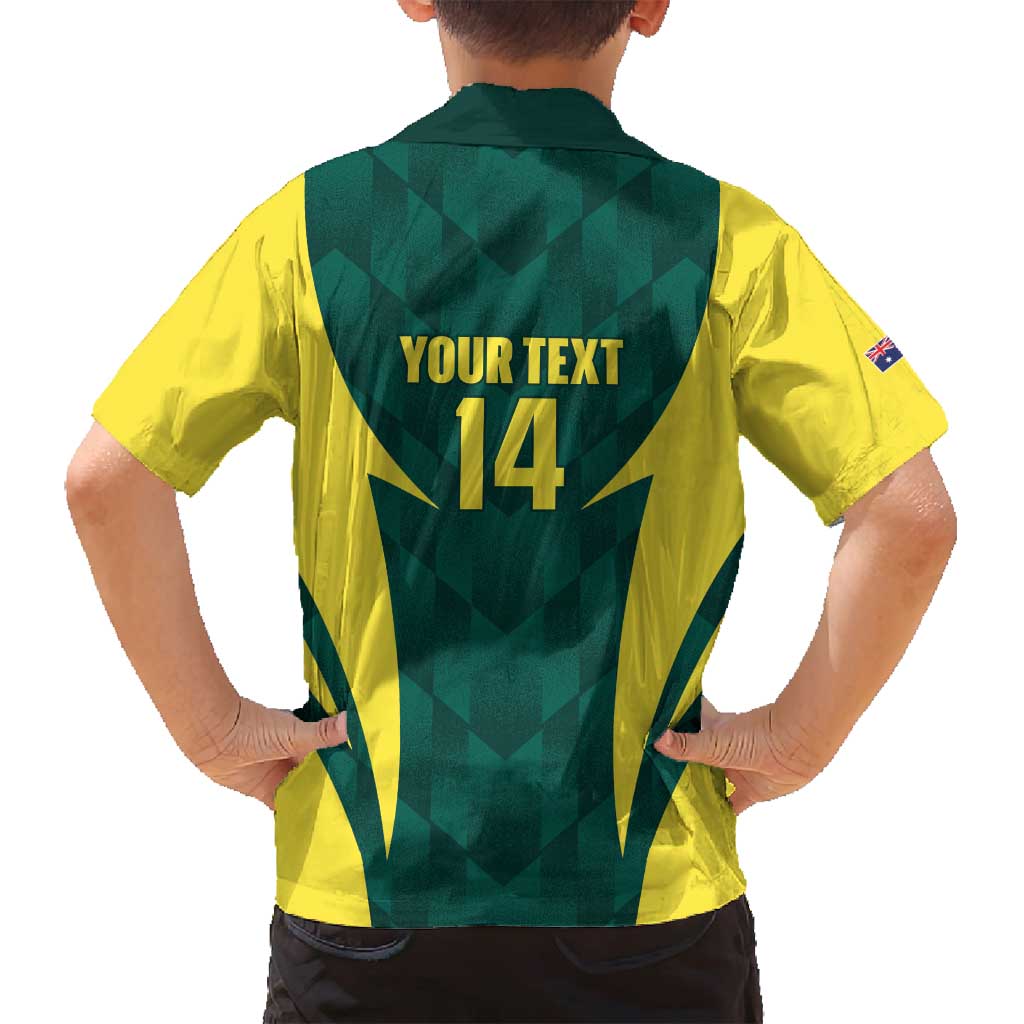 Australia Cricket Custom Family Matching Off Shoulder Maxi Dress and Hawaiian Shirt Go Aussie Dynamic Green - Aussie Hoodie