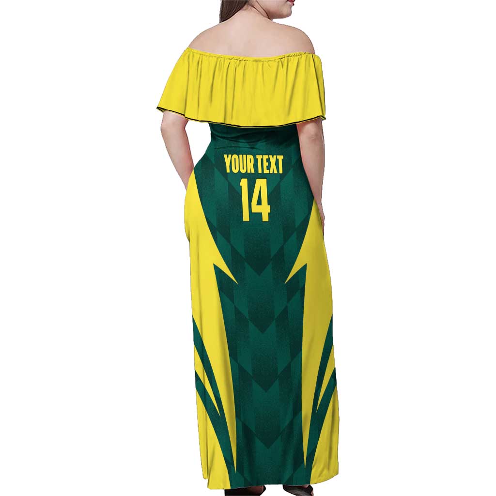 Australia Cricket Custom Family Matching Off Shoulder Maxi Dress and Hawaiian Shirt Go Aussie Dynamic Green - Aussie Hoodie