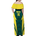 Australia Cricket Custom Family Matching Off Shoulder Maxi Dress and Hawaiian Shirt Go Aussie Dynamic Green - Aussie Hoodie