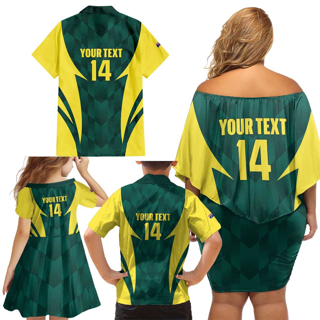 Australia Cricket Custom Family Matching Off Shoulder Short Dress and Hawaiian Shirt Go Aussie Dynamic Green - Aussie Hoodie