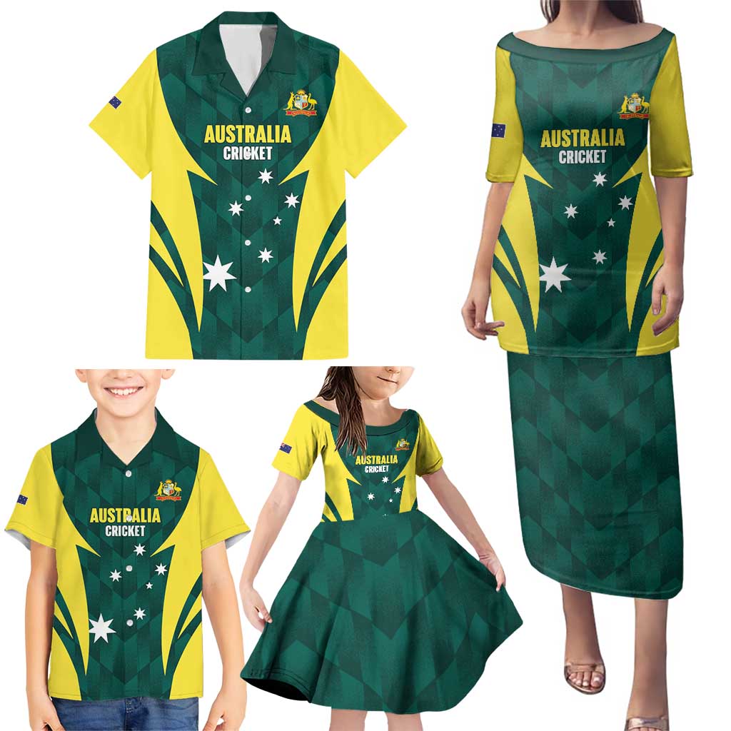 Australia Cricket Custom Family Matching Puletasi and Hawaiian Shirt Go Aussie Dynamic Green - Aussie Hoodie