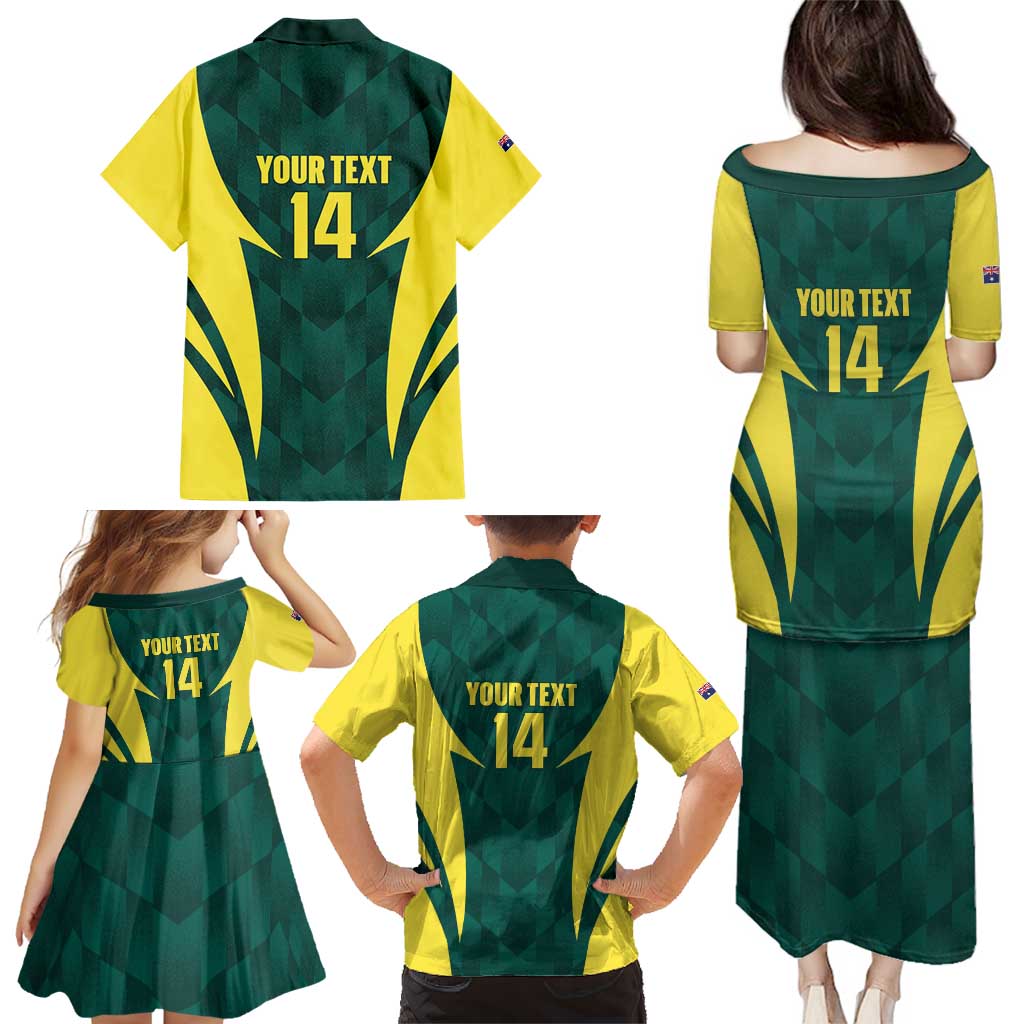 Australia Cricket Custom Family Matching Puletasi and Hawaiian Shirt Go Aussie Dynamic Green - Aussie Hoodie