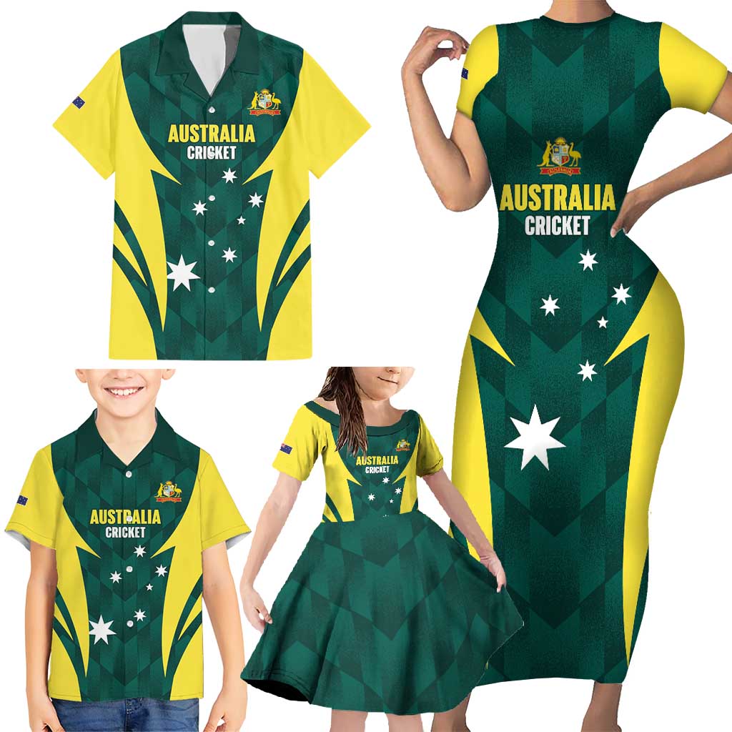 Australia Cricket Custom Family Matching Short Sleeve Bodycon Dress and Hawaiian Shirt Go Aussie Dynamic Green - Aussie Hoodie