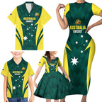 Australia Cricket Custom Family Matching Short Sleeve Bodycon Dress and Hawaiian Shirt Go Aussie Dynamic Green - Aussie Hoodie