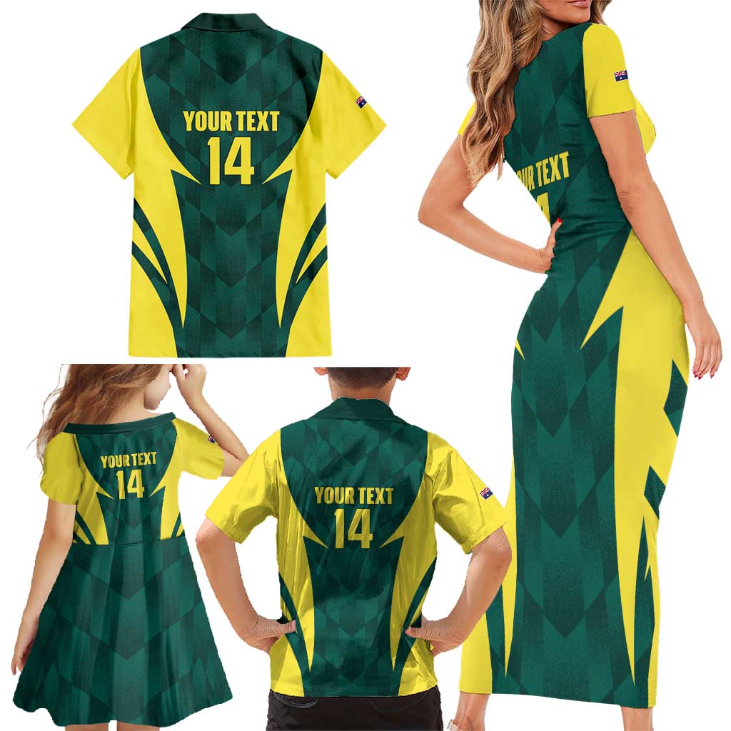 Australia Cricket Custom Family Matching Short Sleeve Bodycon Dress and Hawaiian Shirt Go Aussie Dynamic Green - Aussie Hoodie